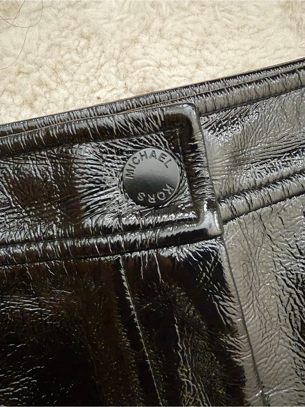 Michael Kors Black Faux-Leather Mini Skirt